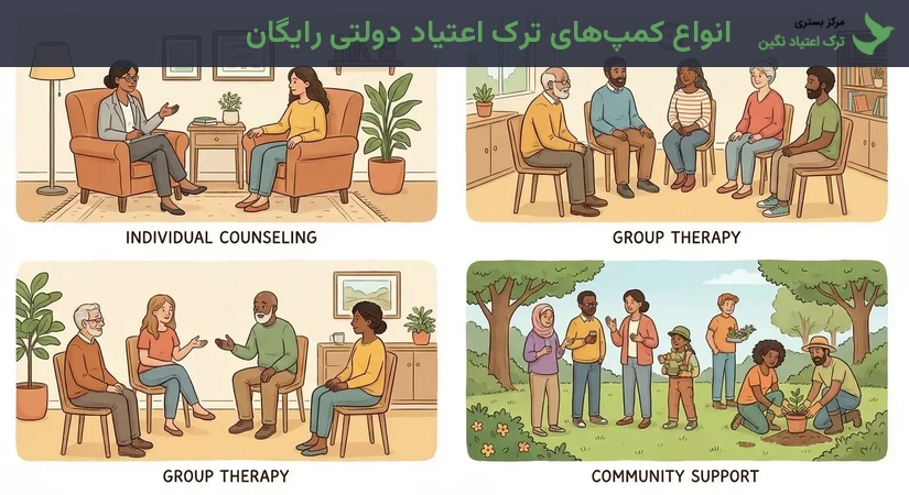 انواع کمپ‌های ترک اعتیاد دولتی رایگان