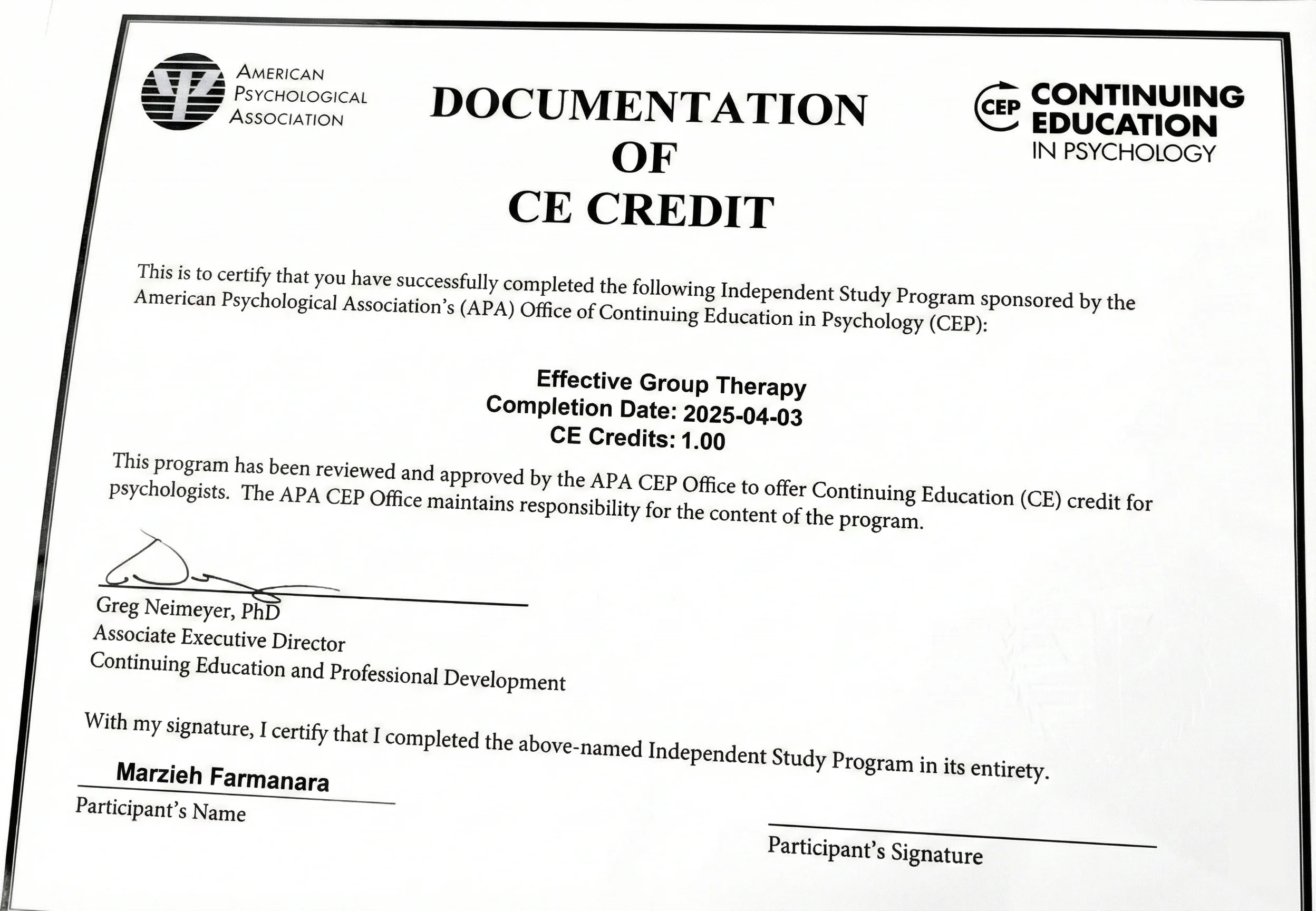 certificate