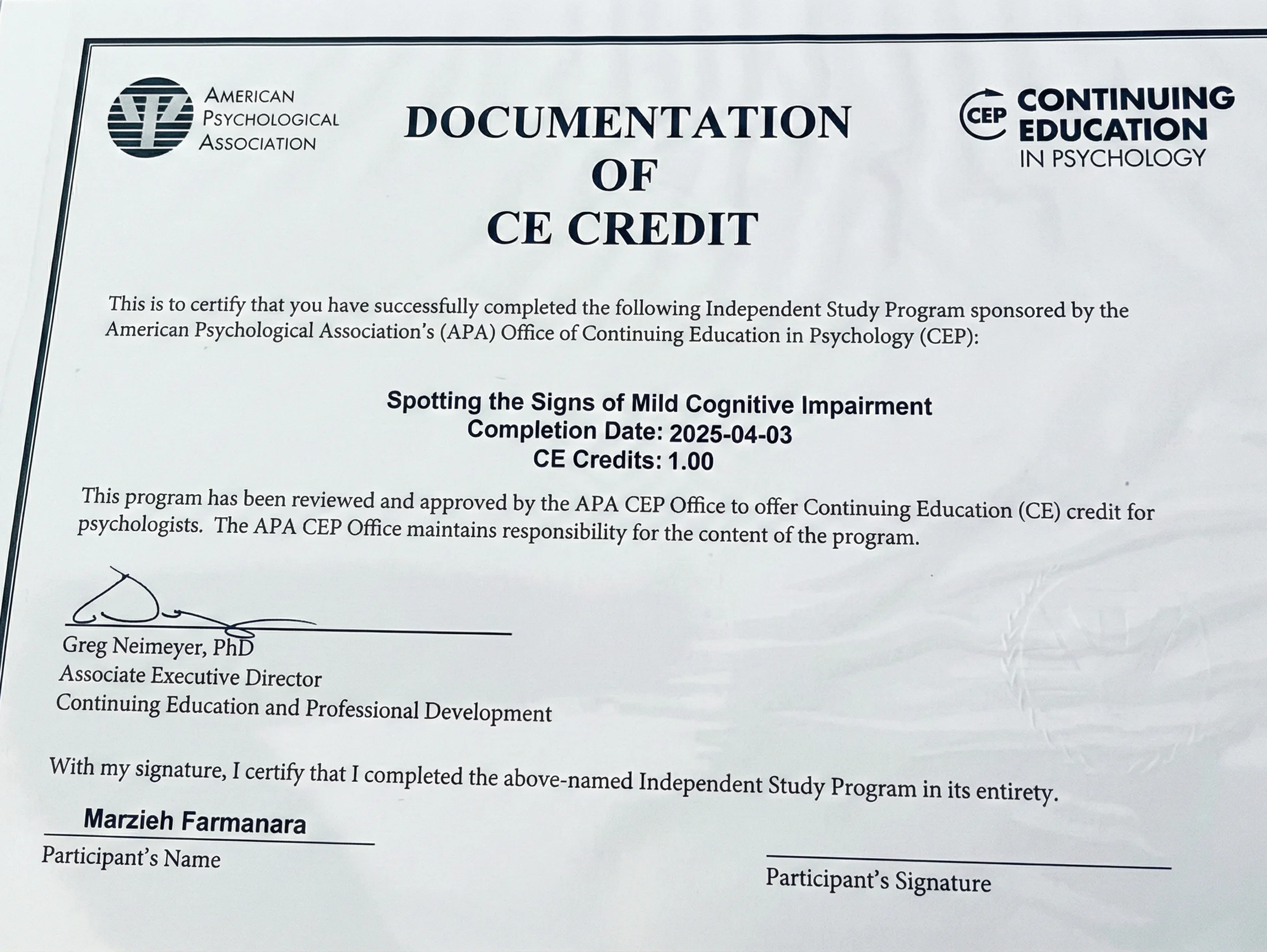 certificate