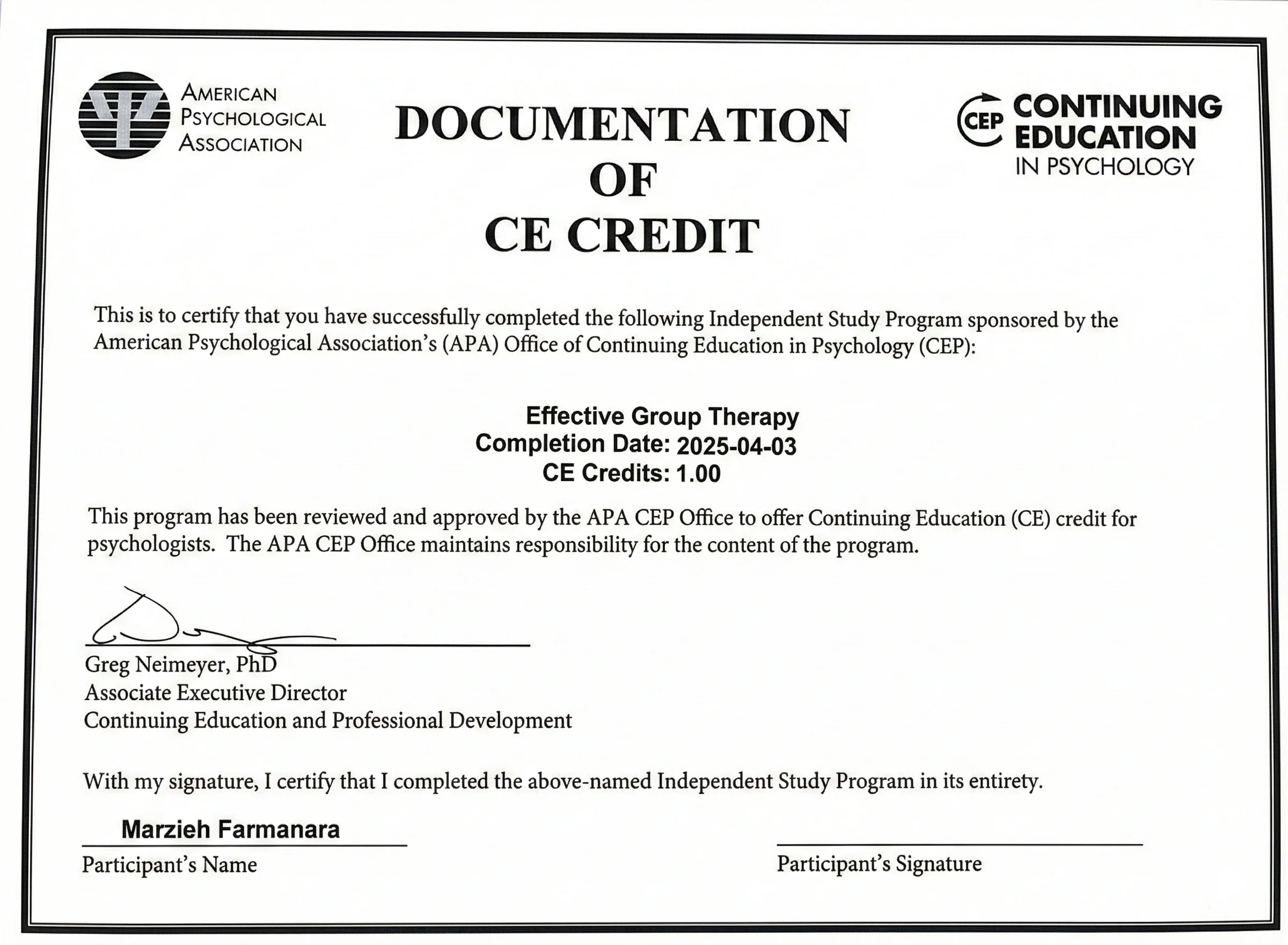 certificate