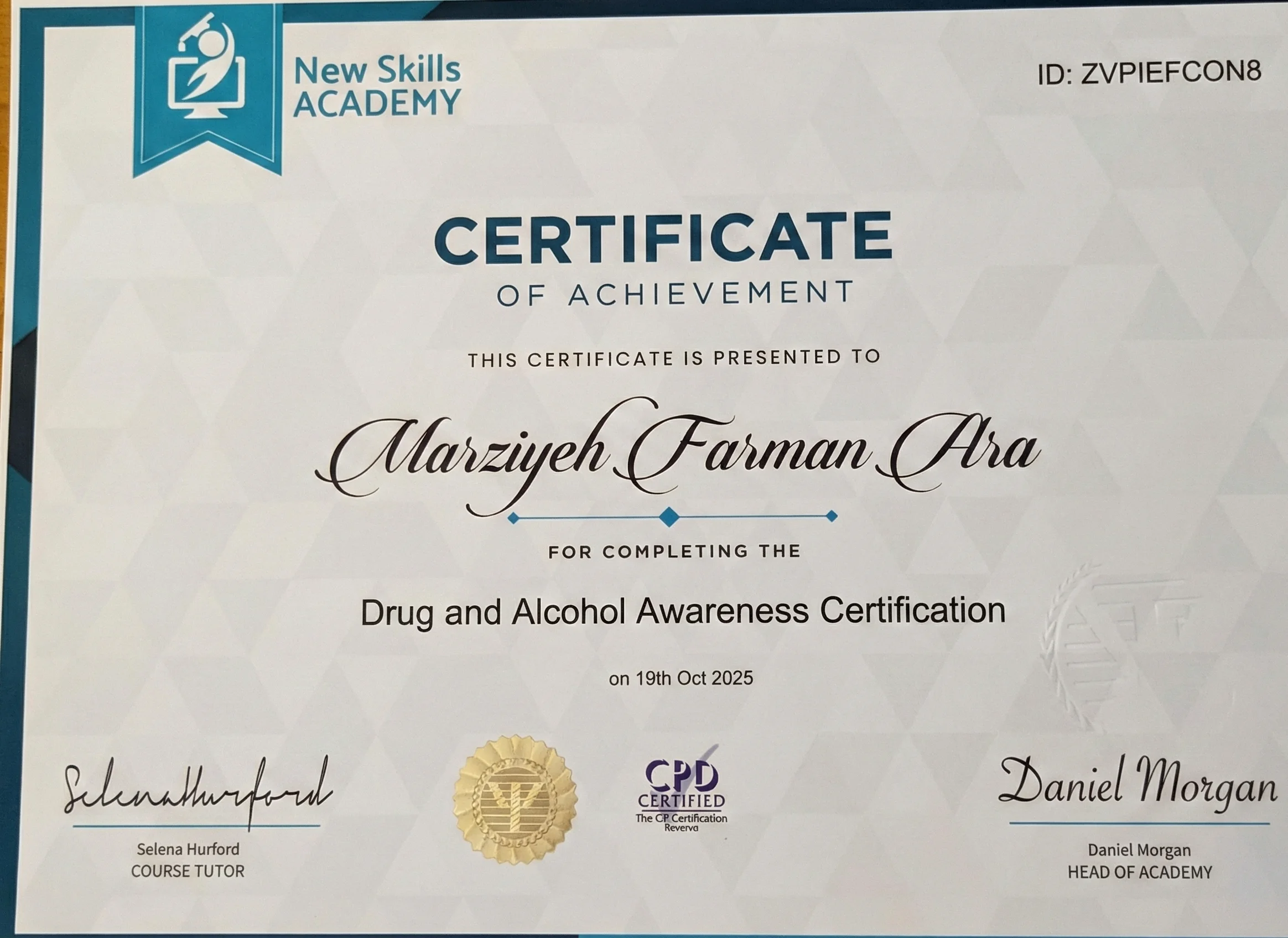 certificate