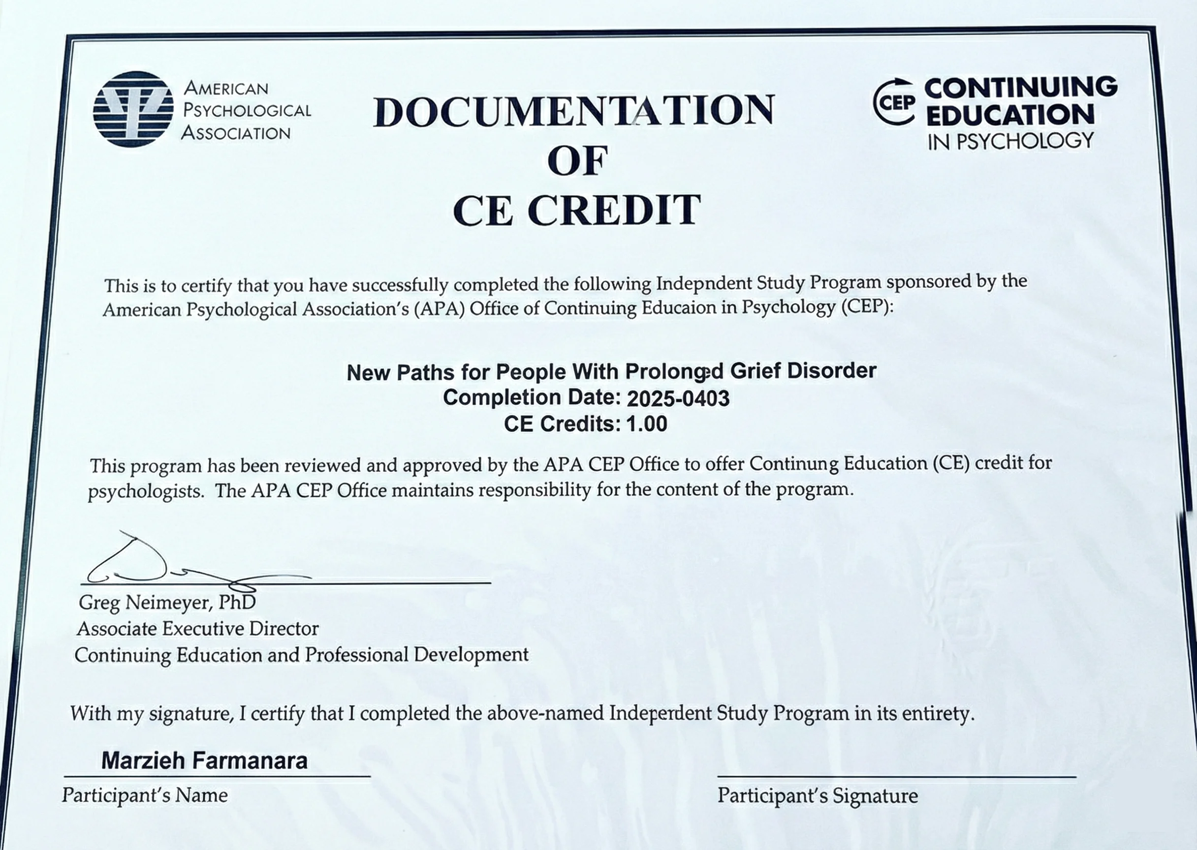 certificate